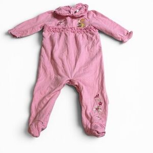 Baby Girl Walt Disney 9 Month Pink Pooh Flower Footed Sleeper Embroidered VTG